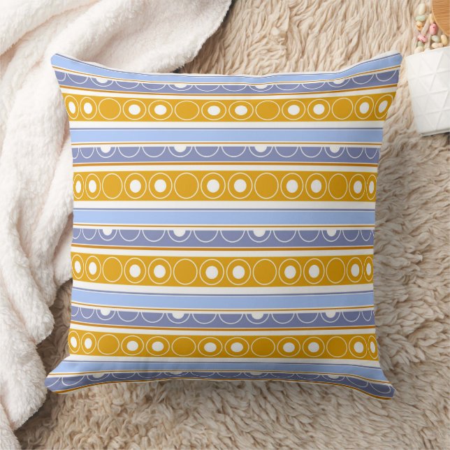 Striped pattern with circles and rings retro style cushion (Blanket)