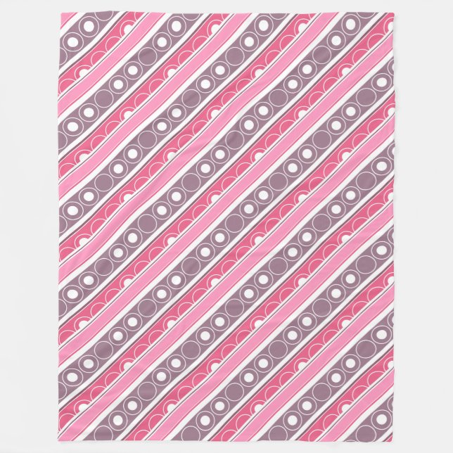 Striped pattern with circles and rings retro style fleece blanket (Front)