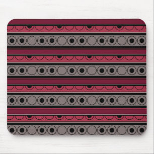 Striped pattern with circles and rings retro style mouse pad