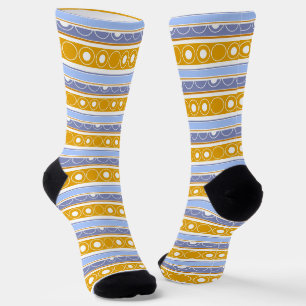 Striped pattern with circles and rings retro style socks