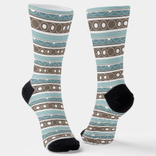 Striped pattern with circles and rings retro style socks