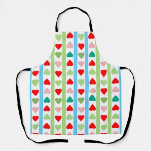 Striped pattern with hearts for Valentine's day  Apron
