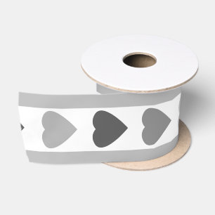 Striped pattern with hearts for Valentine's day Satin Ribbon