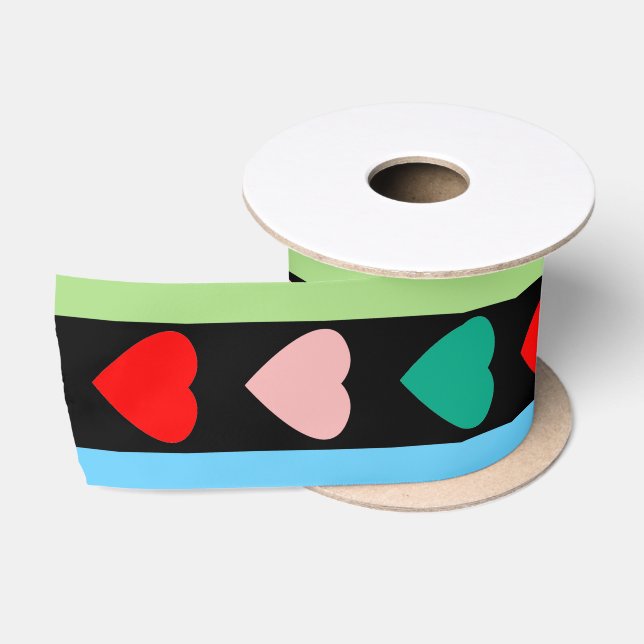 Striped pattern with hearts for Valentine's day  Satin Ribbon (Spool)