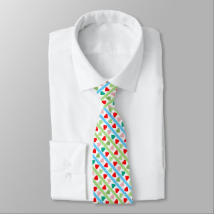 Striped pattern with hearts for Valentine's day Tie
