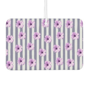 striped pattern with purple daisies car air freshener