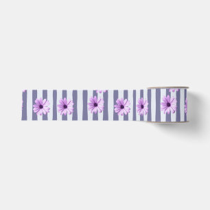 striped pattern with purple daisies grosgrain ribbon