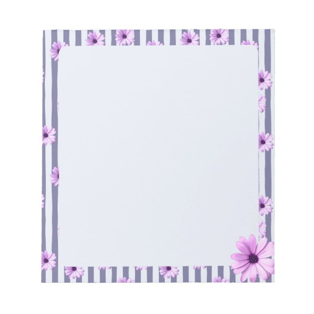 striped pattern with purple daisies notepad (Front)