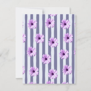 striped pattern with purple daisies postcard