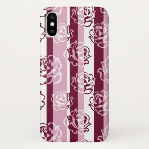 Striped pattern with roses iPhone x case