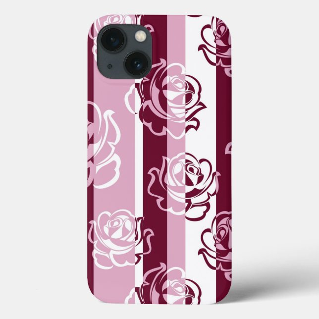 Striped pattern with roses Case-Mate iPhone case (Back)