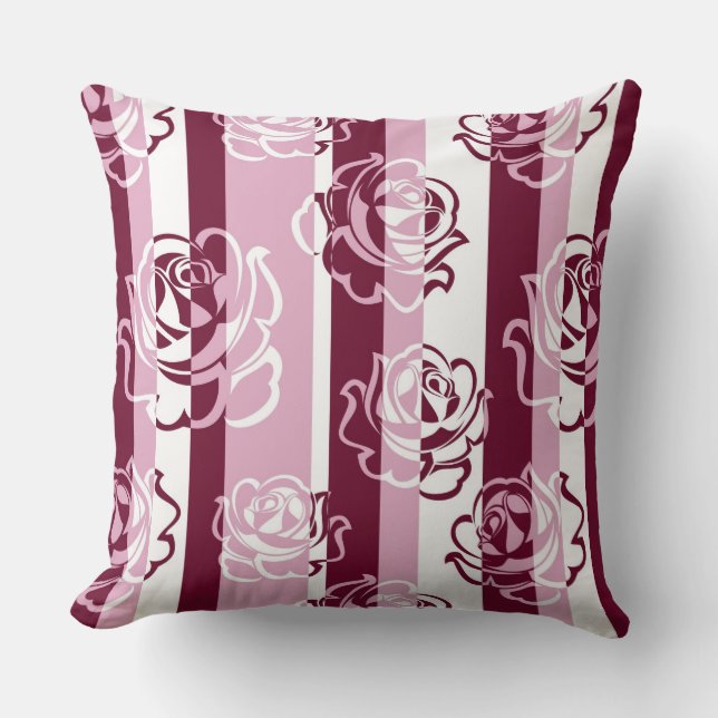 Striped pattern with roses cushion (Front)