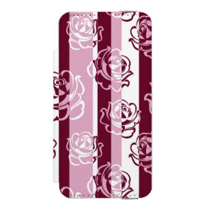 Striped pattern with roses incipio watson™ iPhone 5 wallet case