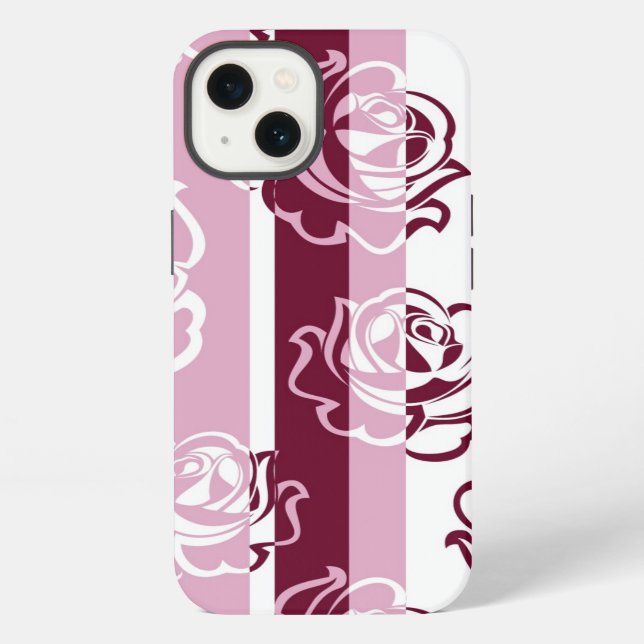Striped pattern with roses iPhone case (Back)