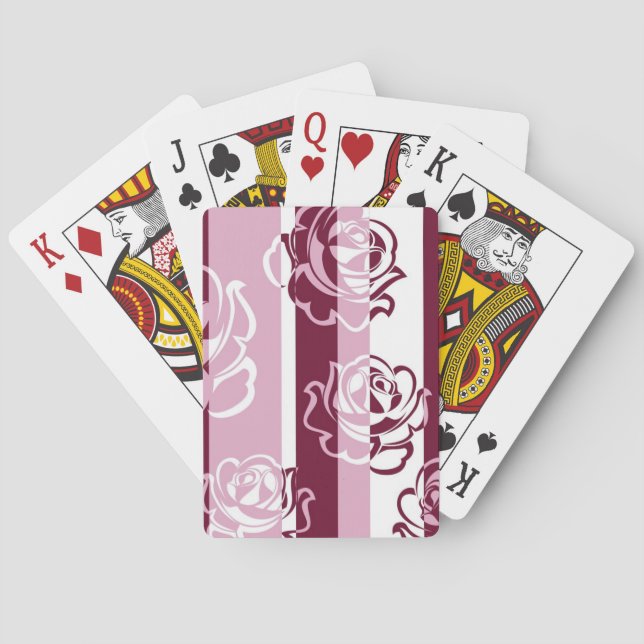 Striped pattern with roses playing cards (Back)