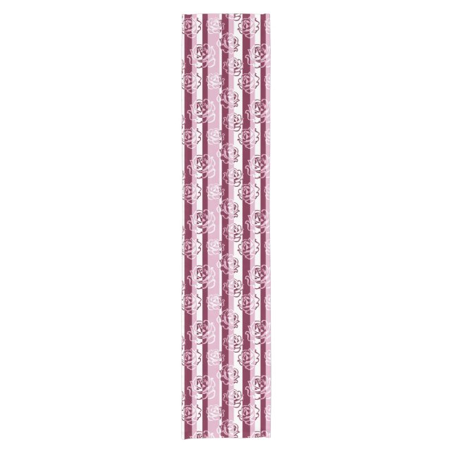 Striped pattern with roses short table runner (Front)