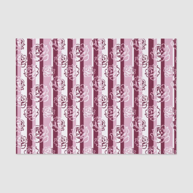 Striped pattern with roses tissue paper (Front)
