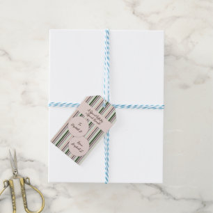 Striped Peach Green Taupe Personalised Gift Tags