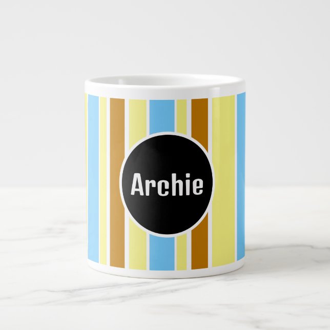 striped personalised monogram mug  (Front)