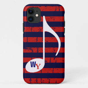 striped personalised music note iPhone 11 case