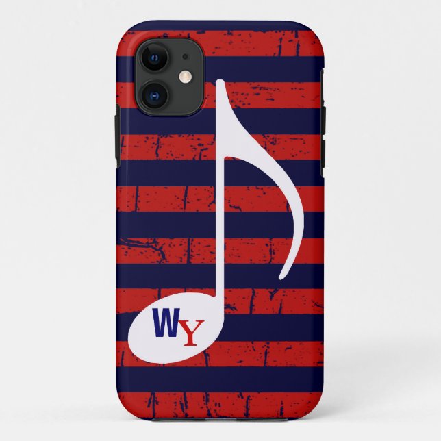 striped personalised music note Case-Mate iPhone case (Back)