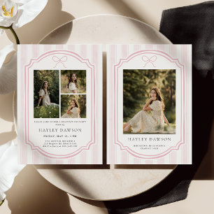 Striped Photo Graduation Party Invite Announcement