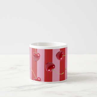 Striped pink and red mug, with cherries espresso cup
