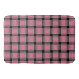 Striped Pink Basket Weave Bath Mat