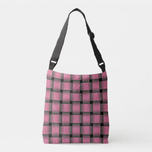 Striped Pink Basket Weave Crossbody Bag