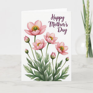 Striped Pink Blossom Greetings Card