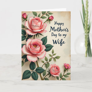 Striped Pink Blossom Wife Card