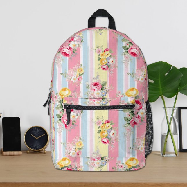 Striped Pink Floral Backpack (Creator Uploaded)