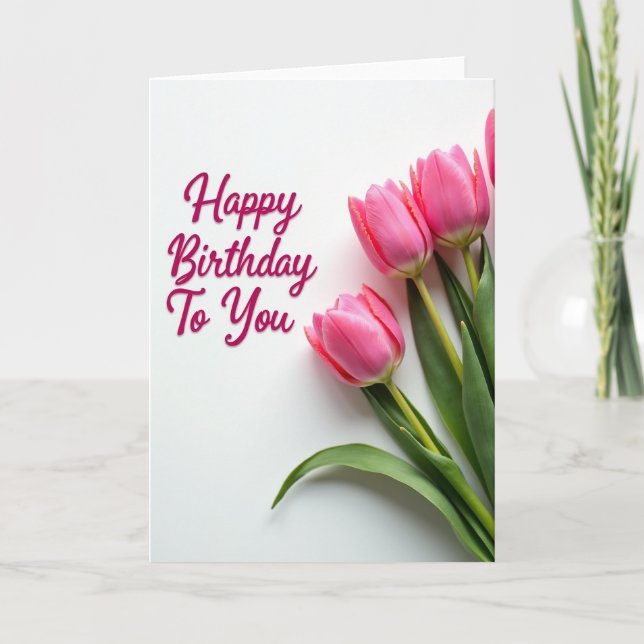 Striped Pink Floral Card (Front)