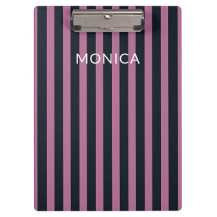 striped pink   navy custom name  clipboard