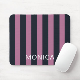 striped pink | navy custom name mouse pad