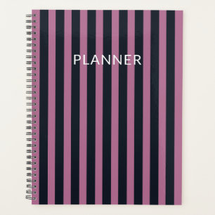striped pink navy custom name planner