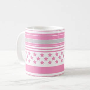 Striped pink pattern with stars coffee mug
