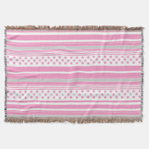 Striped pink pattern with stars throw blanket