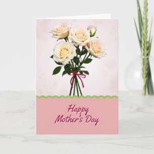 Striped Pink Roses Bouquet Card