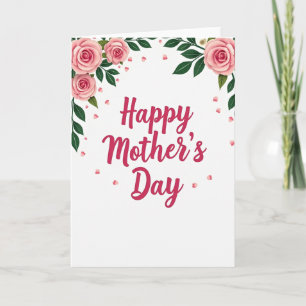 Striped Pink Roses Mothers Day Card