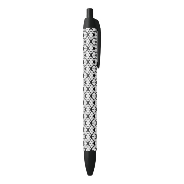 Striped Plaid Pattern Black Ink Pen (Bottom (Vertical))