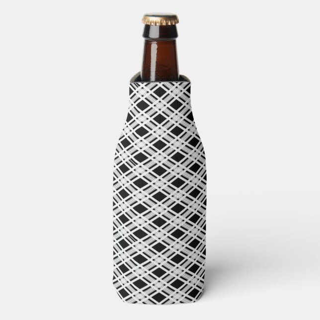 Striped Plaid Pattern Bottle Cooler (Bottle Front)