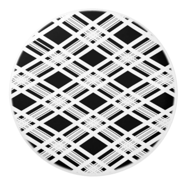 Striped Plaid Pattern Ceramic Knob (Front)
