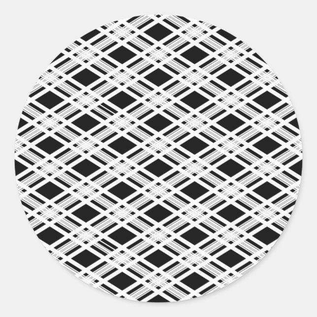 Striped Plaid Pattern Classic Round Sticker (Front)