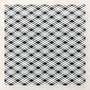 Striped Plaid Pattern Glass Coaster