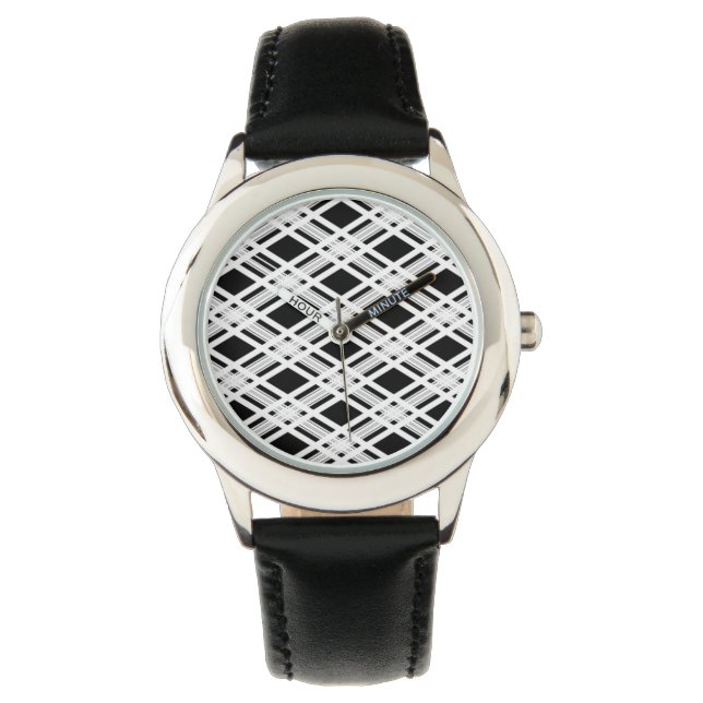 Striped Plaid Pattern Watch (Front)