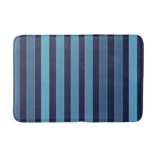 Striped plain pattern retro blue bath mat