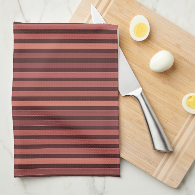 Striped plain pattern retro brown tea towel (Quarter Fold)