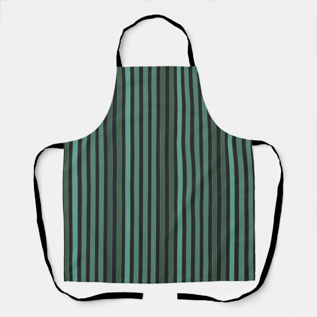 Striped plain pattern retro green apron (Front)
