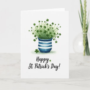 Striped Pot Shamrocks St Patricks Card
